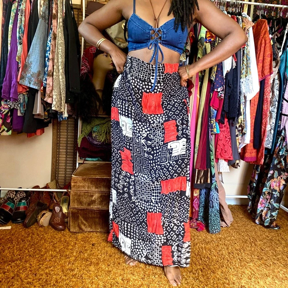 Boho Maxi Skirt 16 L XL 90s Long Modest Boho Chic
